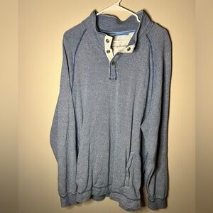 Tommy Bahama size XXL blue 1/4 button pullover 100% cotton